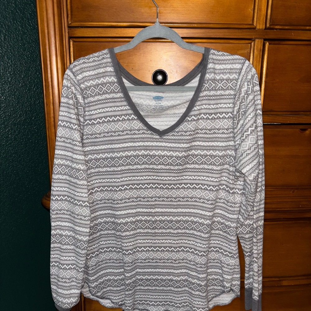 Old Navy Cream Ribbed Fitted Long Sleeve Tee